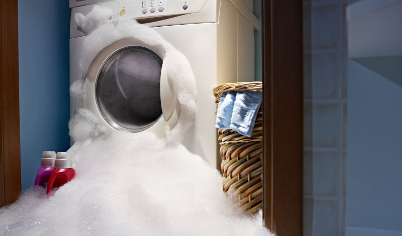 A washing machine leaking foam